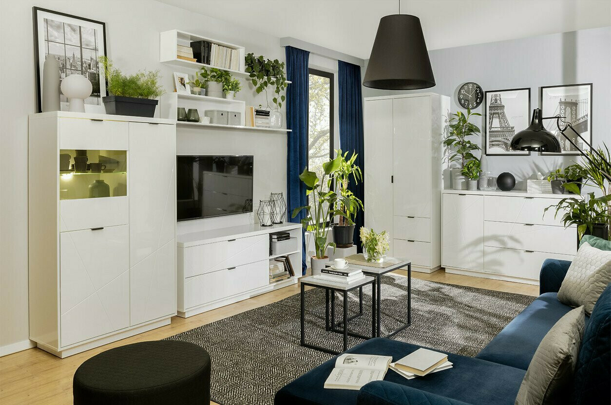 Polica Fivale 103 (Sjajno belo + Belo)