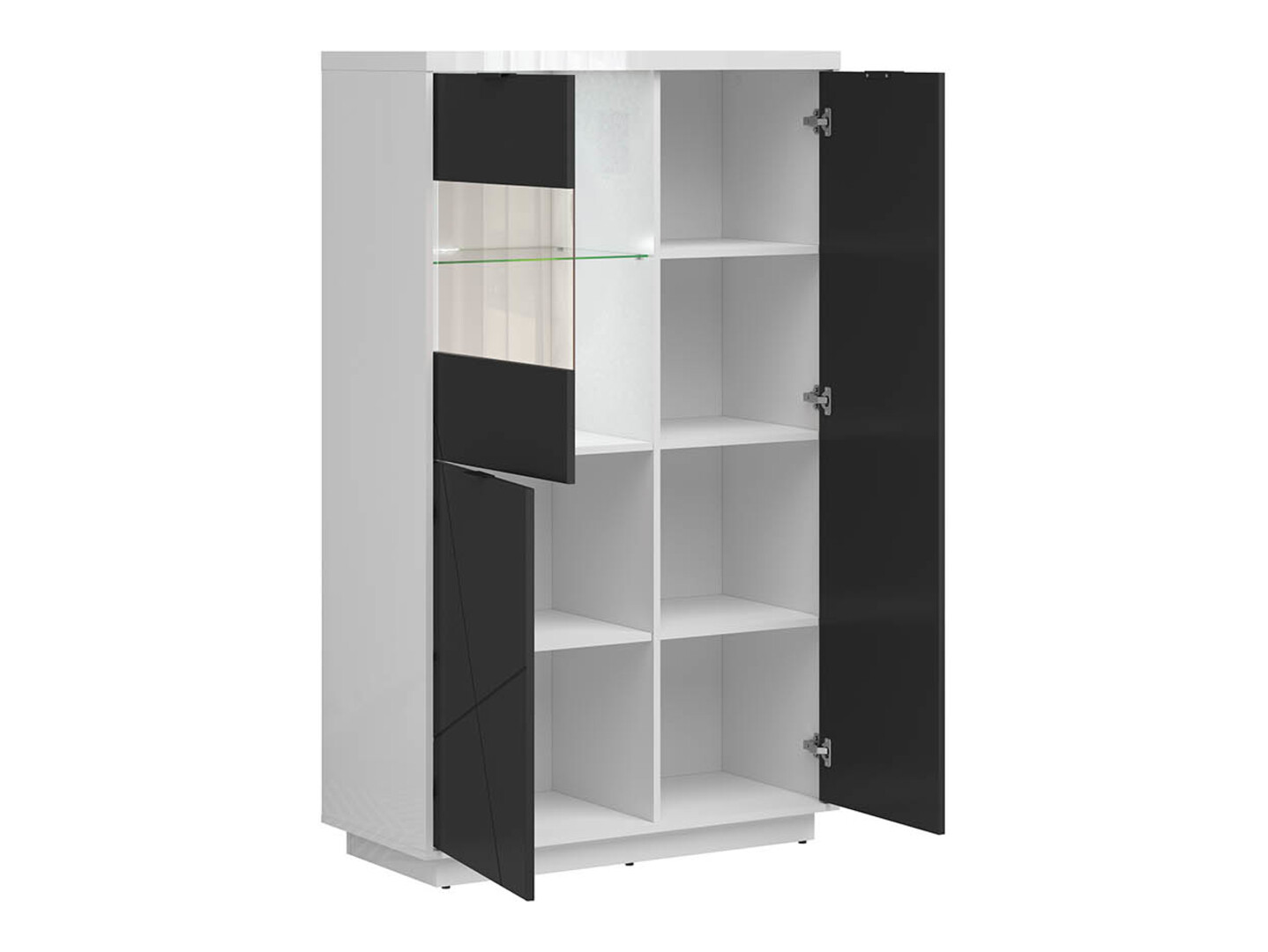 Polica Fivale 103 (Sjajno belo + Mat crna)