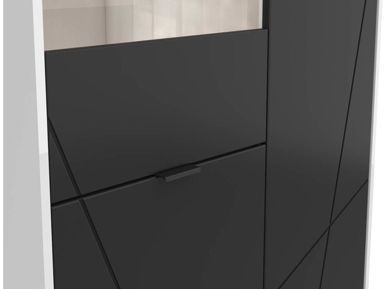 Polica Fivale 103 (Sjajno belo + Mat crna)