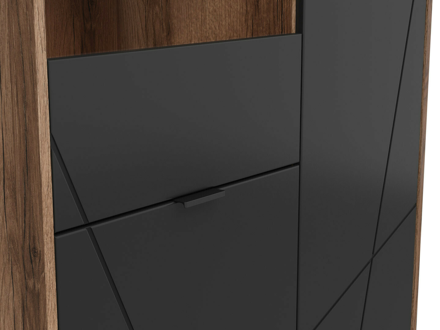 Polica Fivale 103 (Tamni Delano hrast + Mat crna)