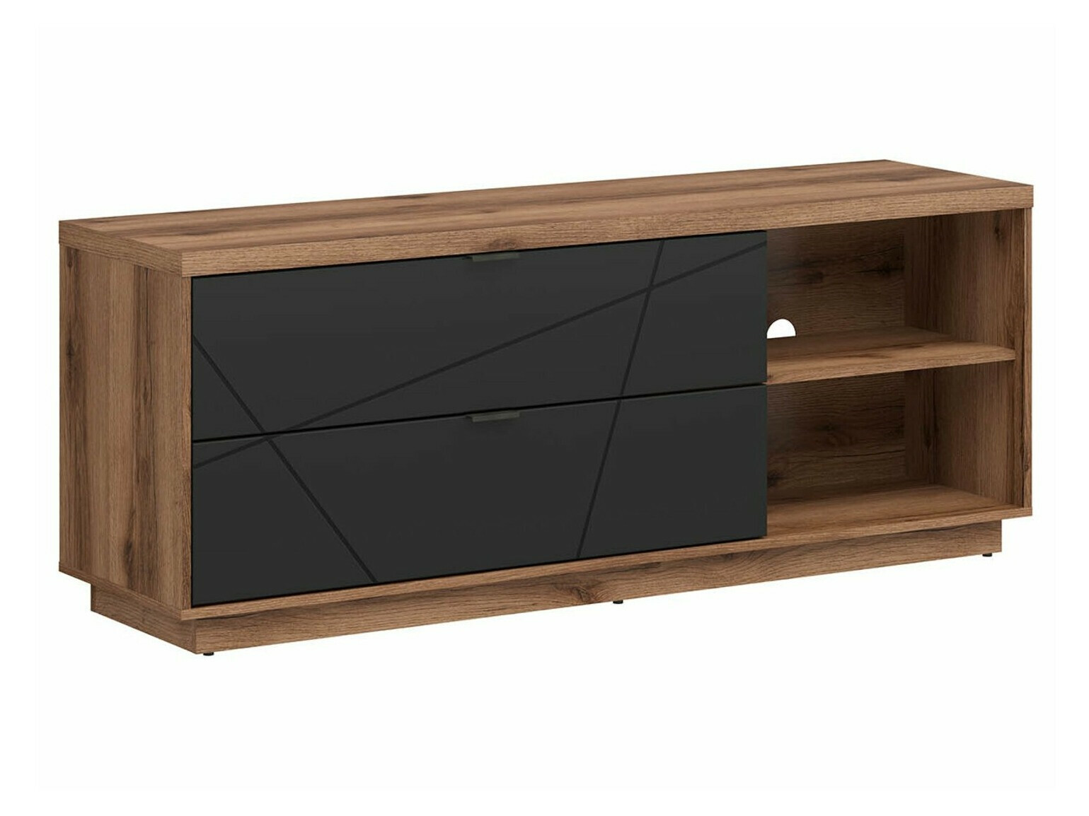TV komoda Fivale 104 (Tamni Delano hrast + Mat crna)