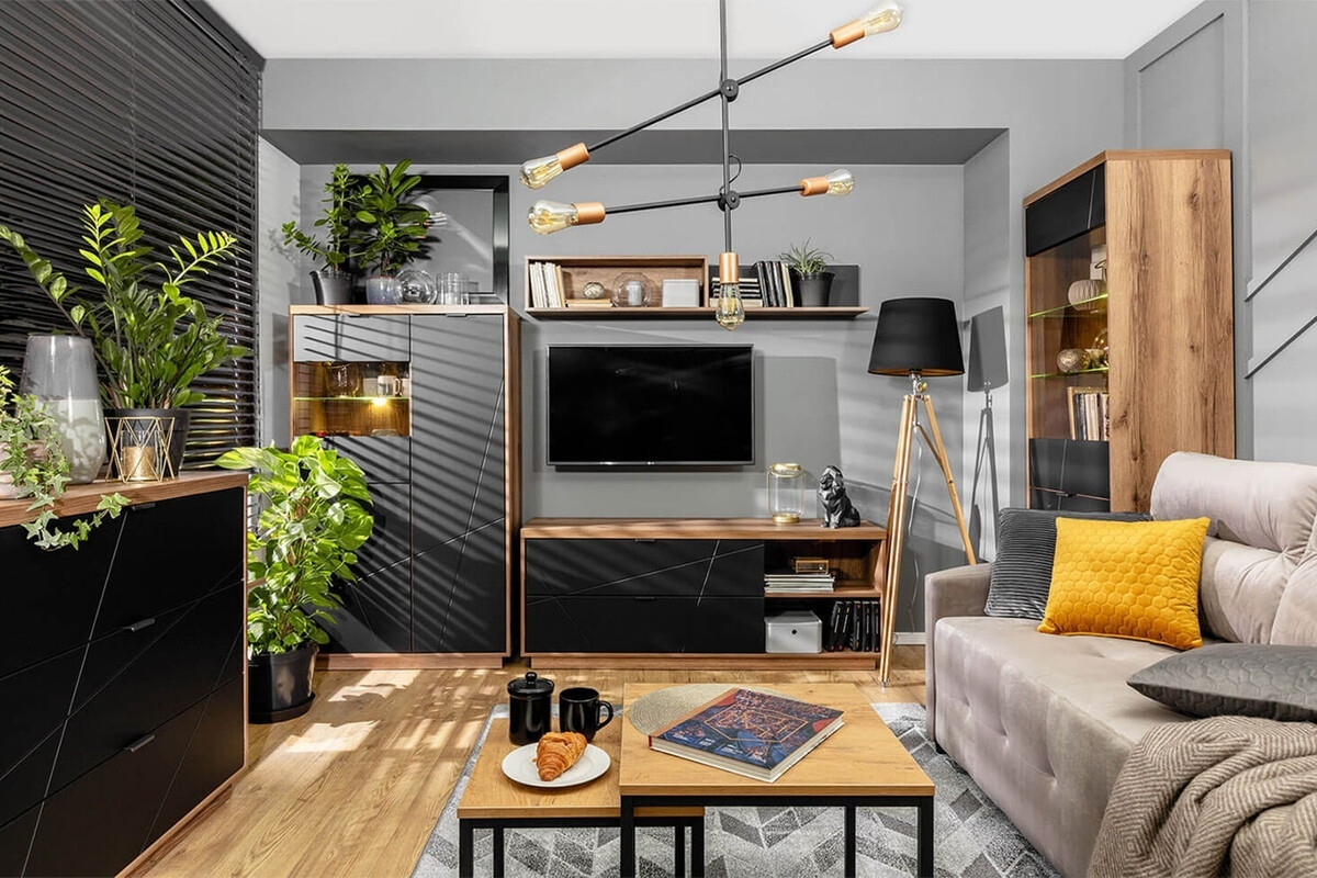 TV sto Fivale 104 (Tamni Delano hrast + Mat crna)