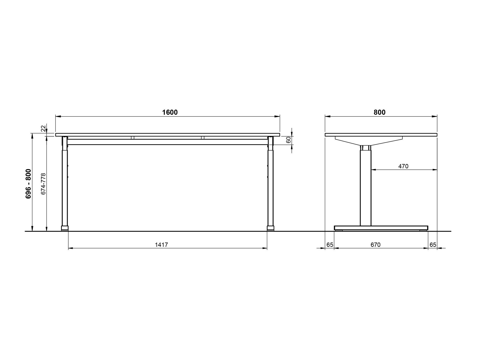 Kancelarijski sto Lartesi 106 (Svetloosiva + Crno)