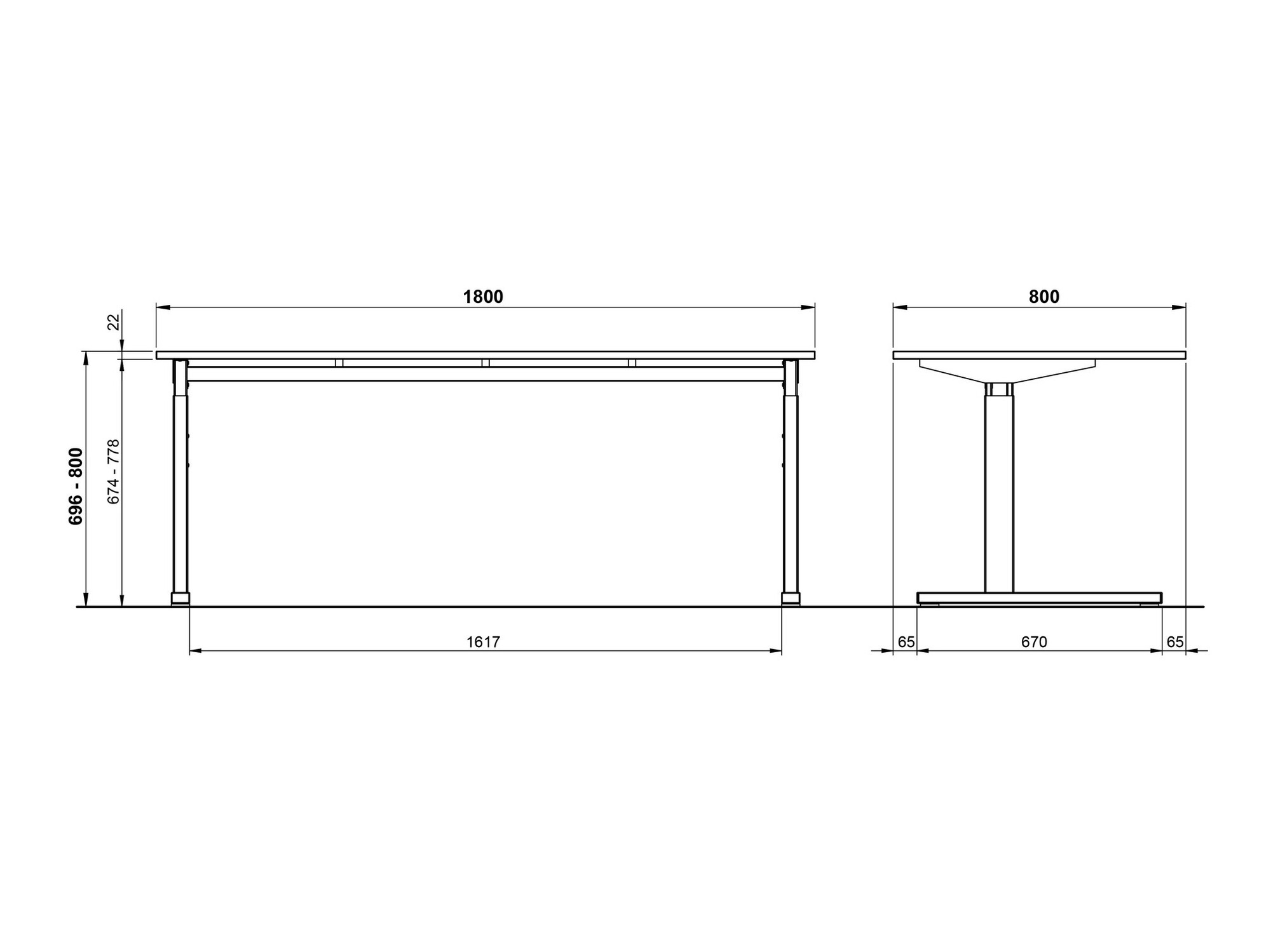 Kancelarijski sto Lartesi 107 (Svetloosiva + Crno)