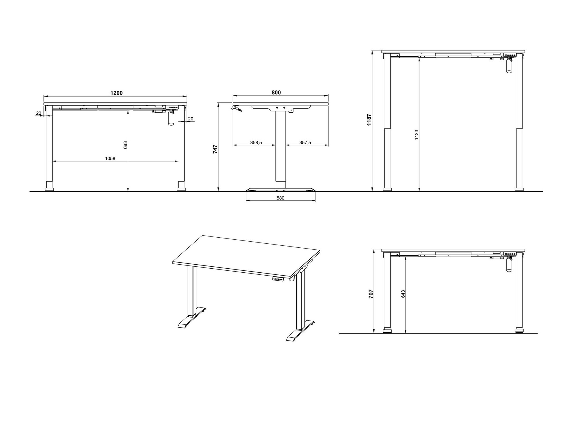 Sto sa podesivom visinom Lartesi 115 (Belo + Crno)