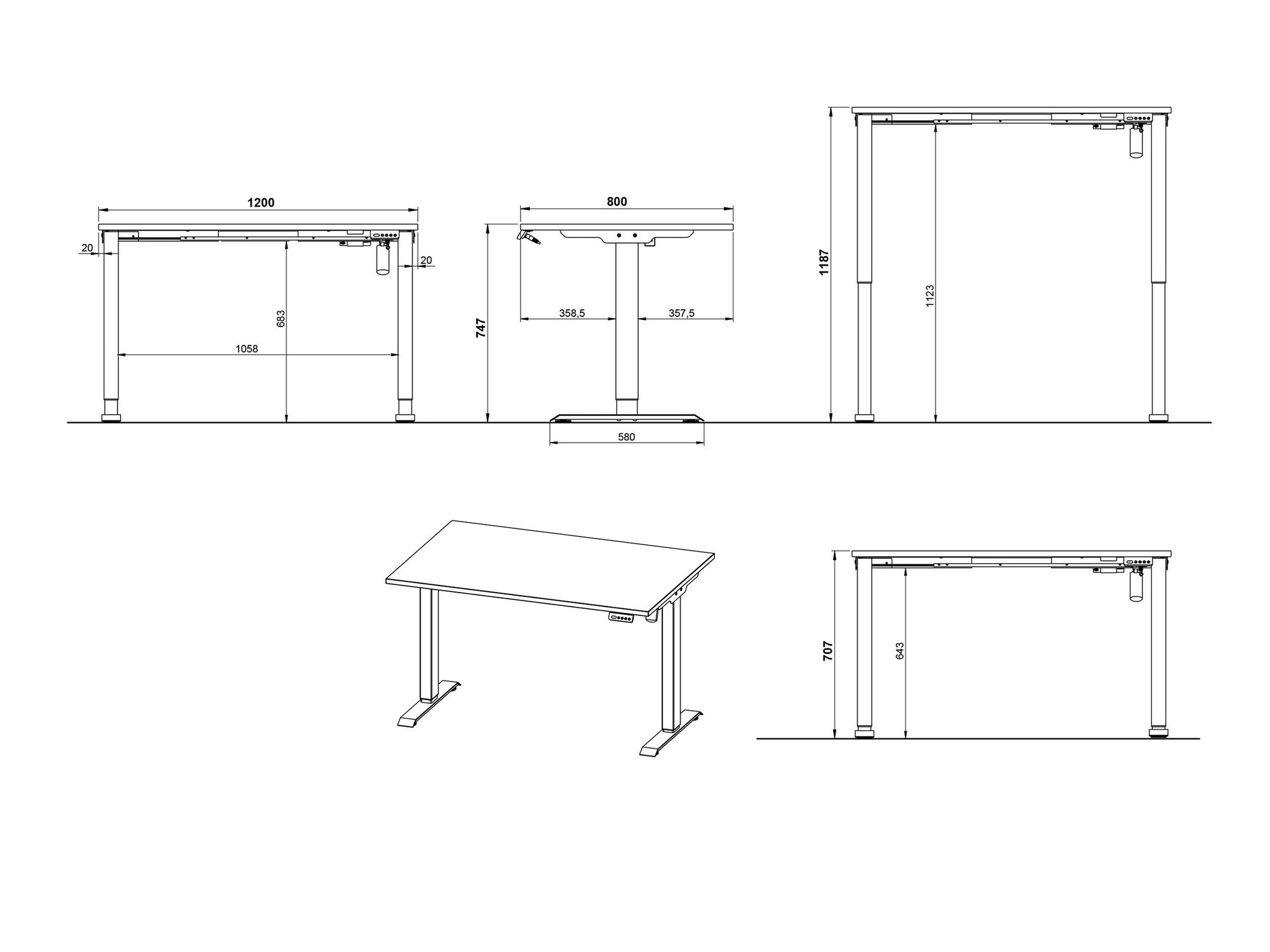 Sto sa podesivom visinom Lartesi 115 (Graphite + Crno)