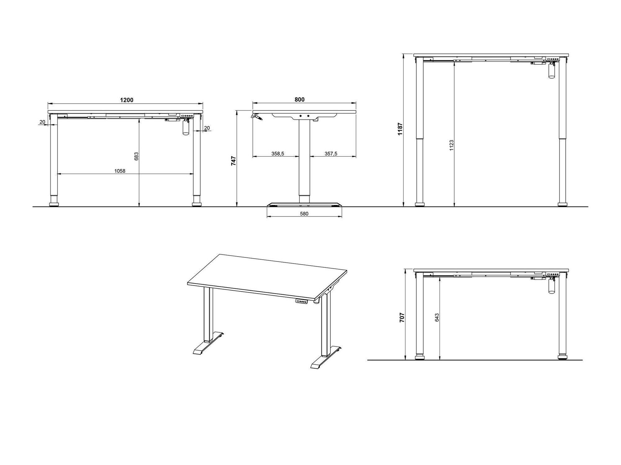 Sto sa podesivom visinom Lartesi 115 (Svetloosiva + Crno)