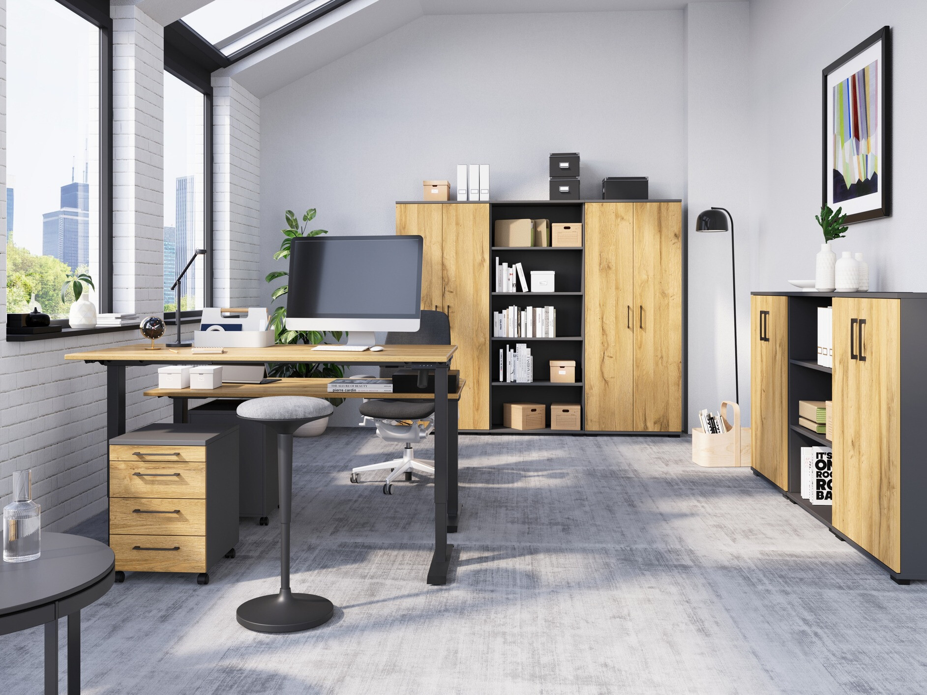 Sto sa podesivom visinom Lartesi 115 (Unuk hrast + Crno)