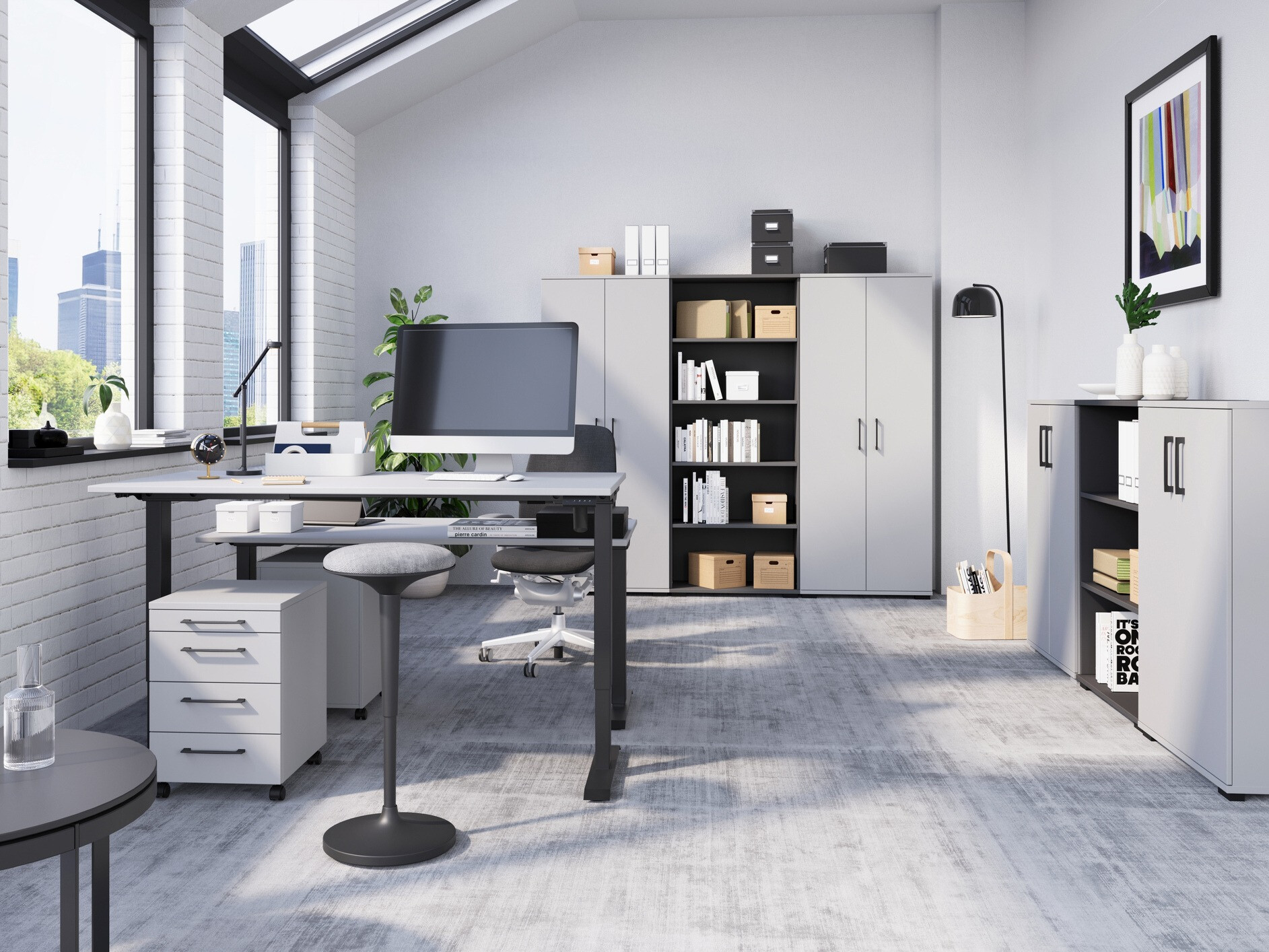 Sto sa podesivom visinom Lartesi 116 (Svetloosiva + Crno)