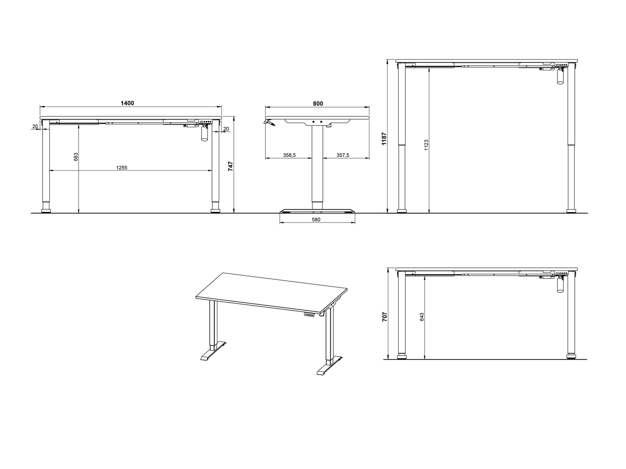 Sto sa podesivom visinom Lartesi 117 (Belo + Crno)