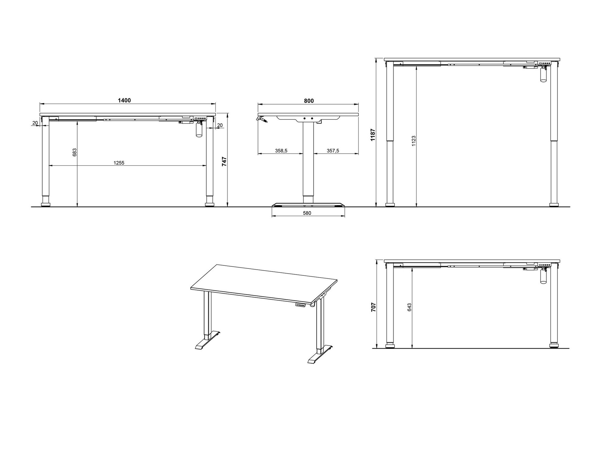 Sto sa podesivom visinom Lartesi 117 (Navarra hrast + Crno)