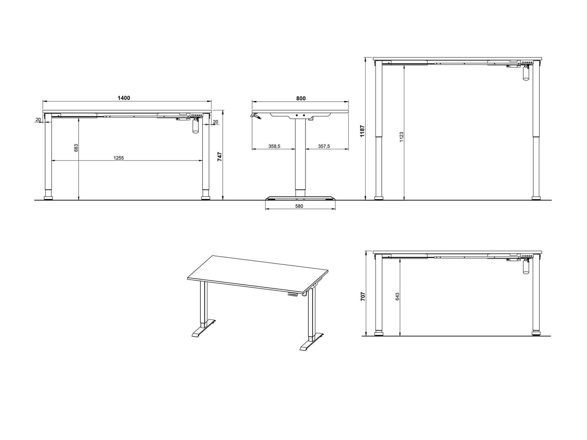 Sto sa podesivom visinom Lartesi 117 (Svetloosiva + Crno)