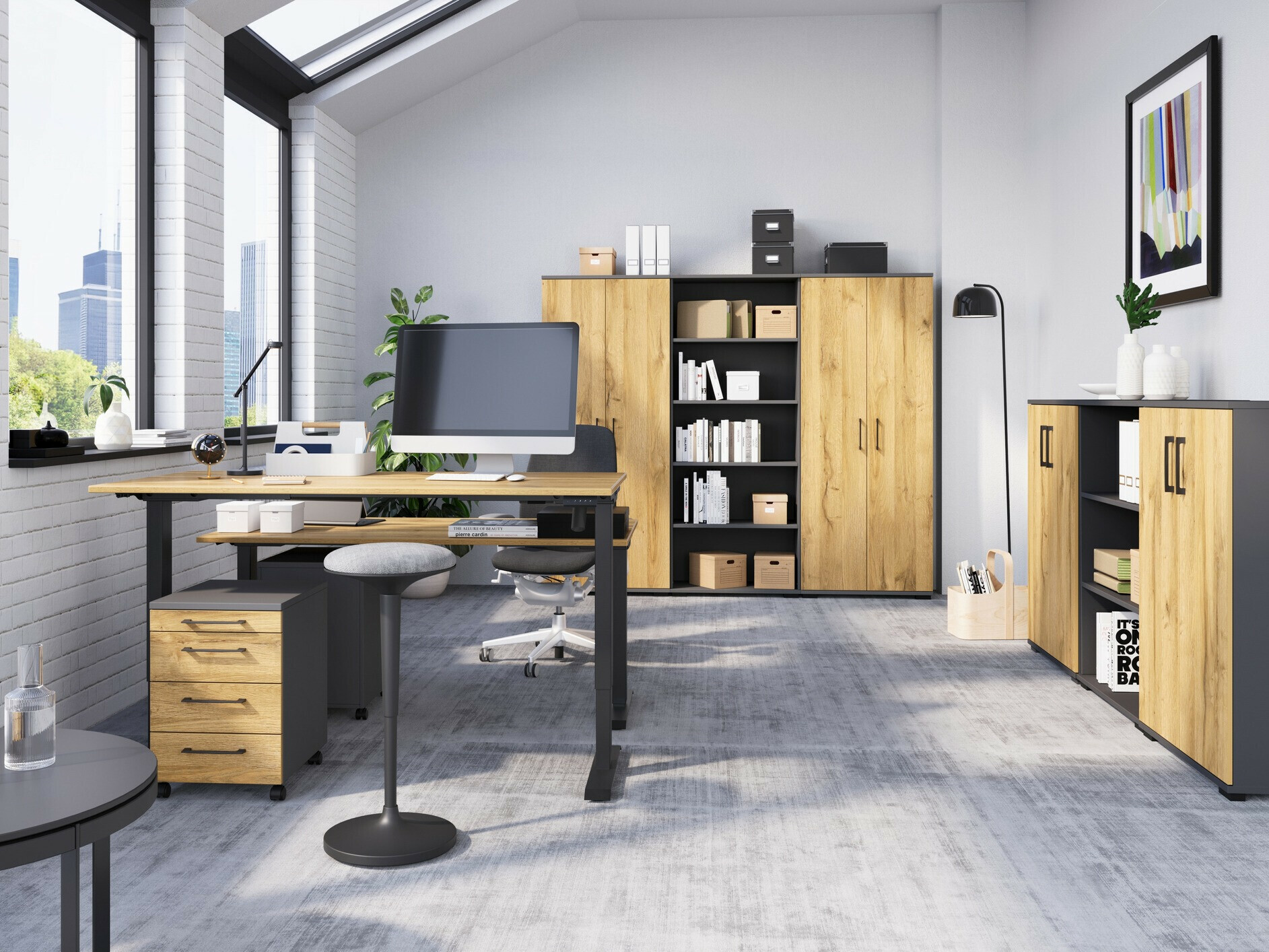 Sto sa podesivom visinom Lartesi 117 (Unuk hrast + Crno)