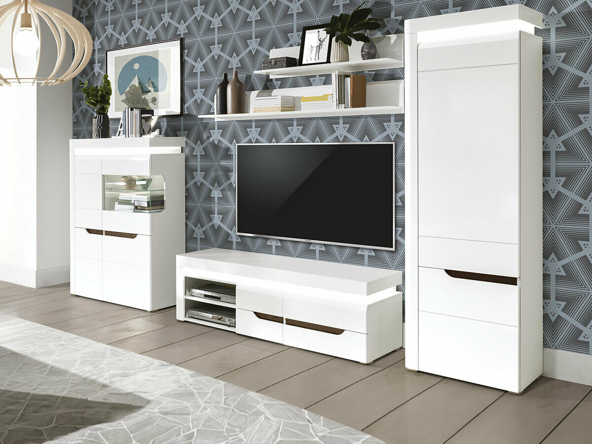 Zidna polica Revelmi 109 (Sjajno belo + Belo)