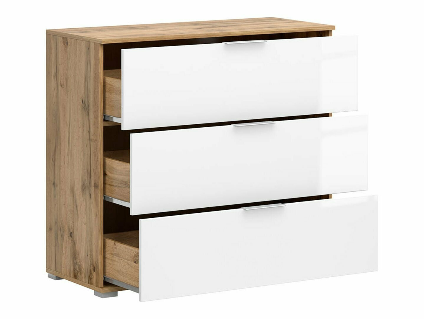 Komoda Tivetra 102 (Вотан храст + Sjajno belo)