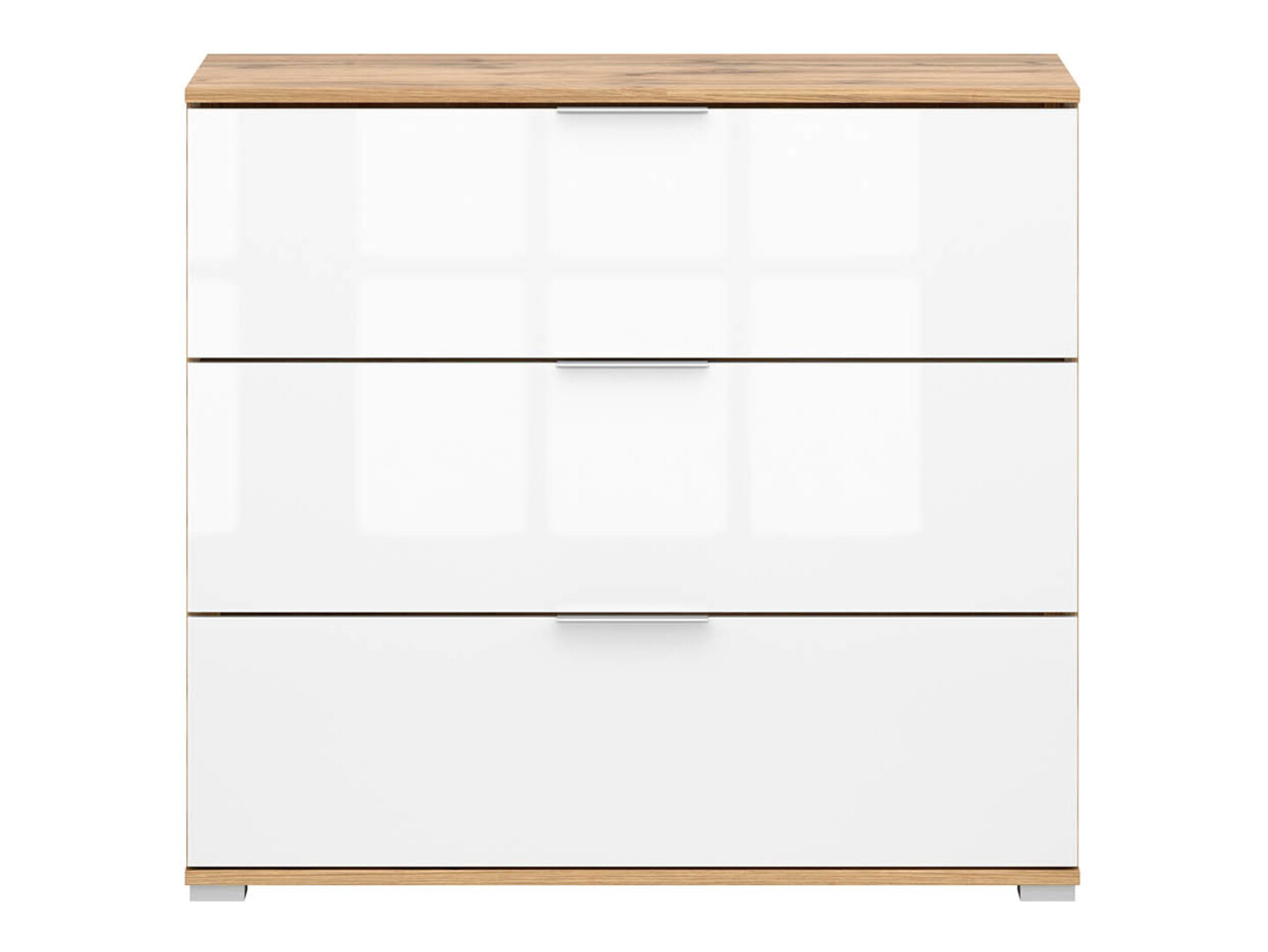 Komoda Tivetra 102 (Вотан храст + Sjajno belo)