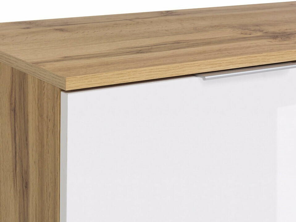 Polica Tivetra 106 (Hrast Votan + Sjajno belo)