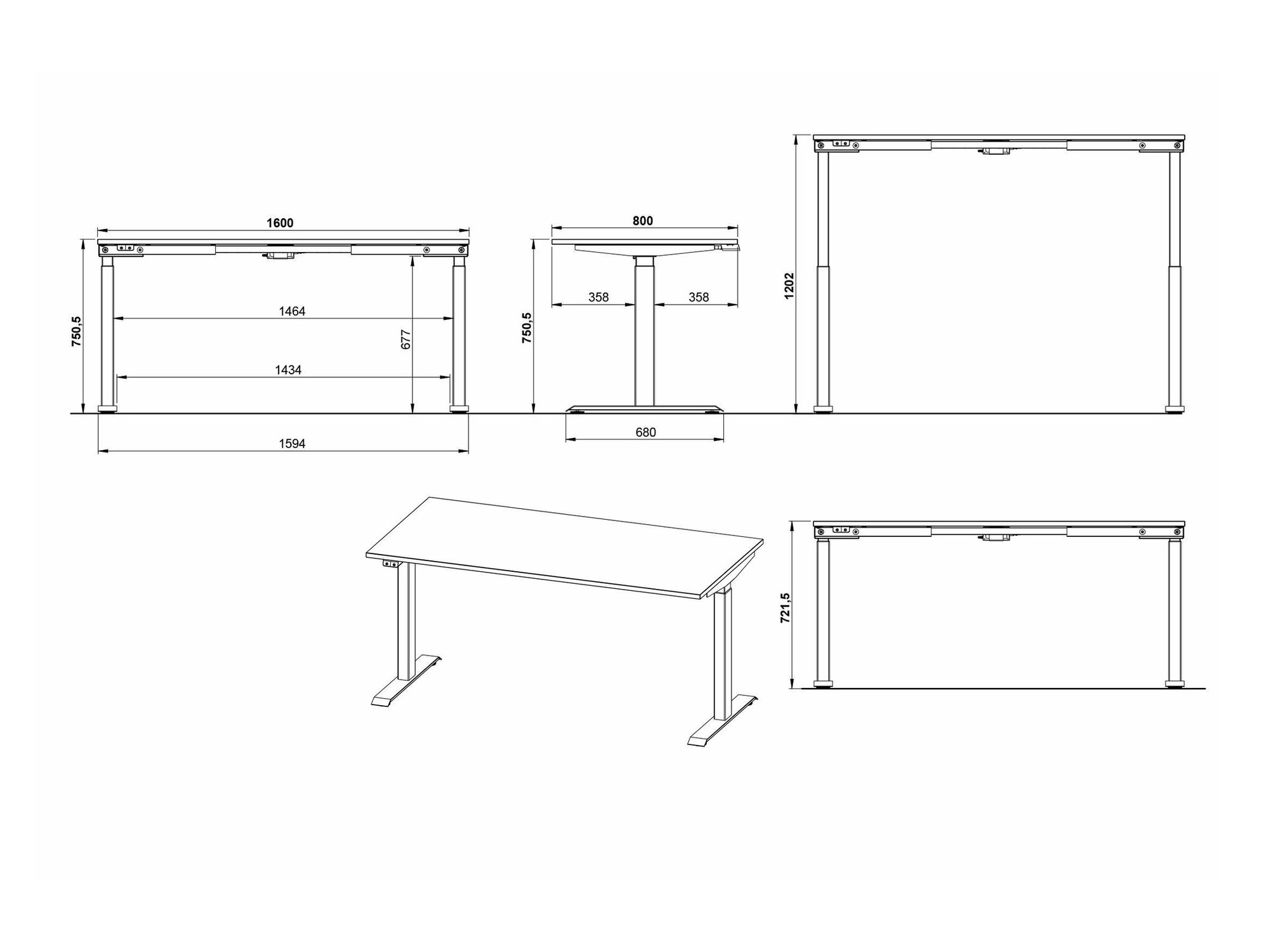 Sto sa podesivom visinom Eliromo 119 (Unuk hrast + Crno)