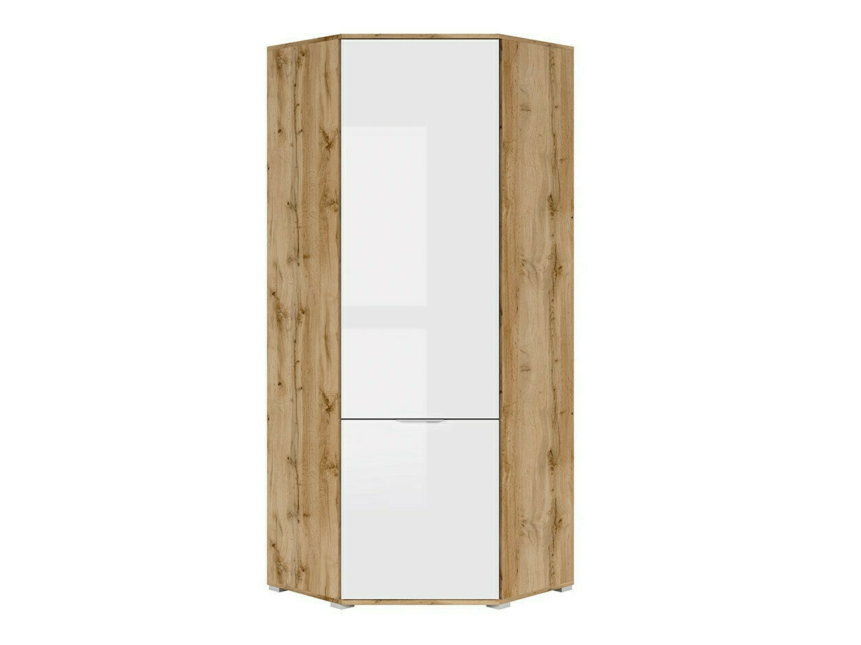 Ugaoni ormar Tivetra 116 (Hrast Votan + Sjajno belo)