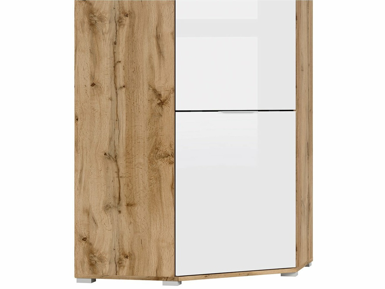 Ugaoni ormar Tivetra 116 (Вотан храст + Sjajno belo)