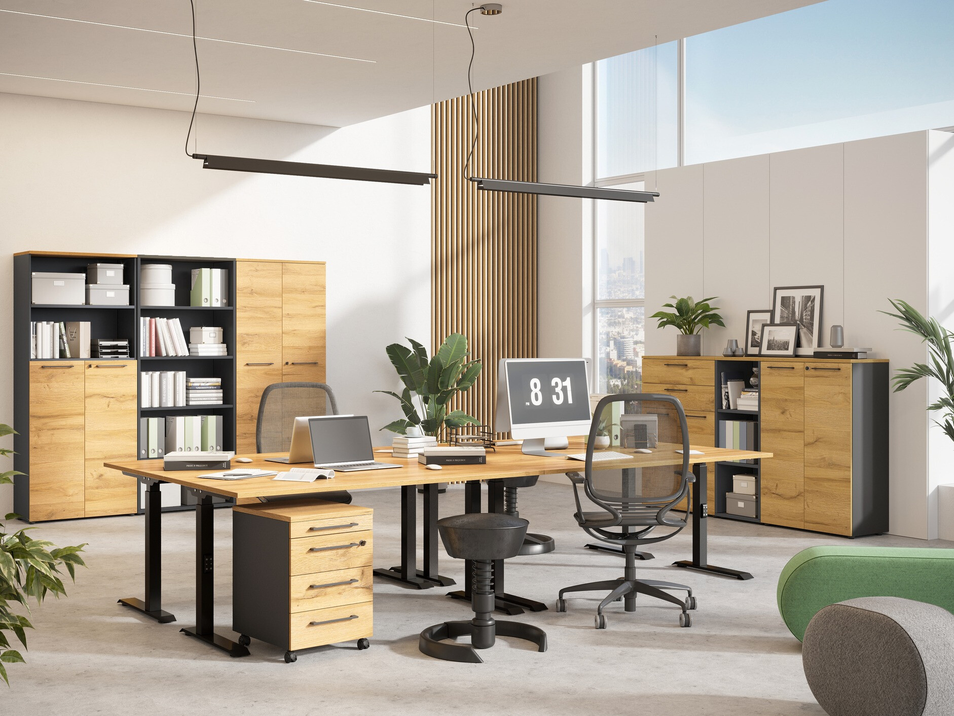 Kancelarijski sto Eliromo 121 (Grandson hrast + Crno)