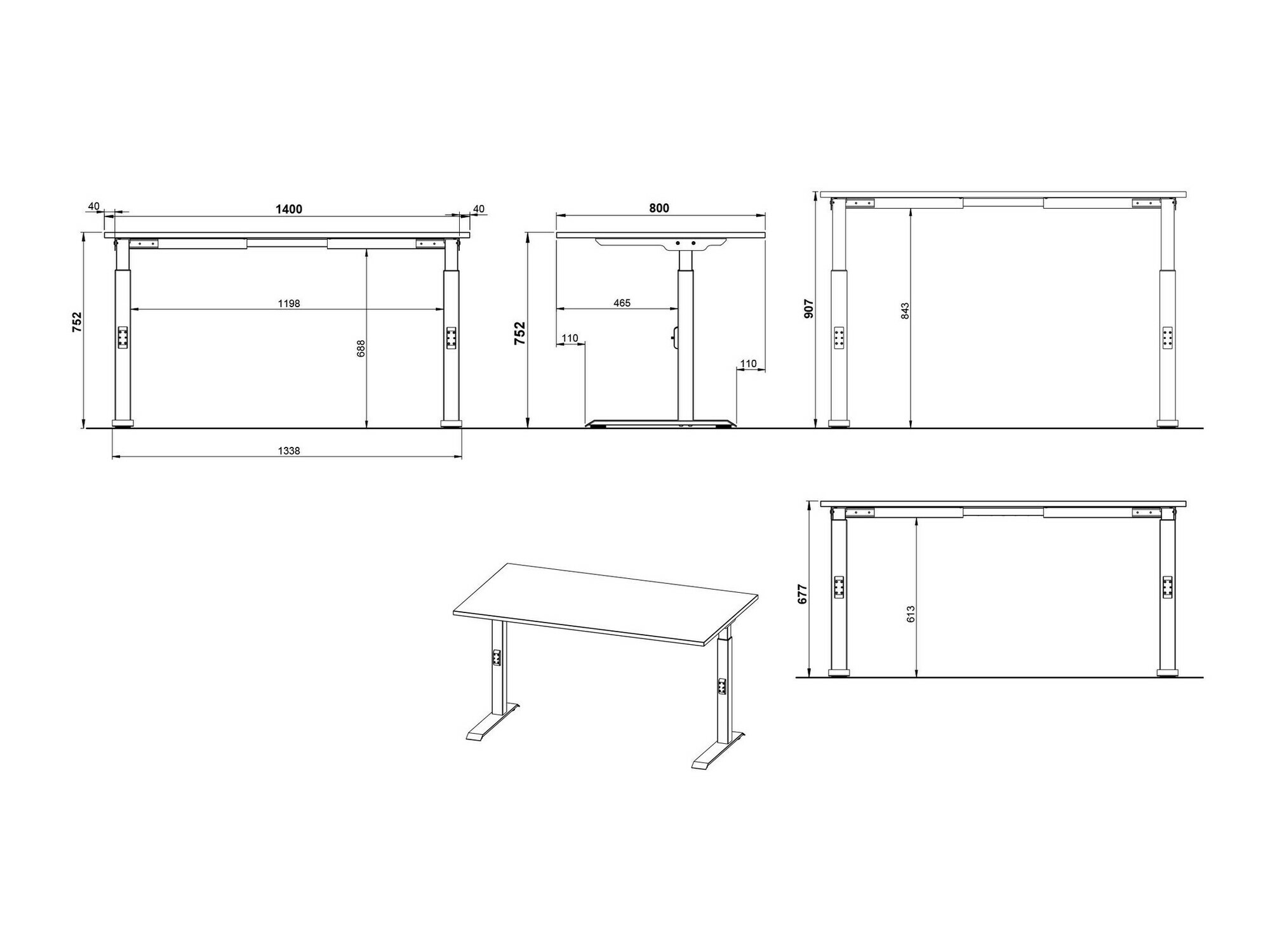 Kancelarijski sto Eliromo 121 (Svetloosiva + Srebrna)