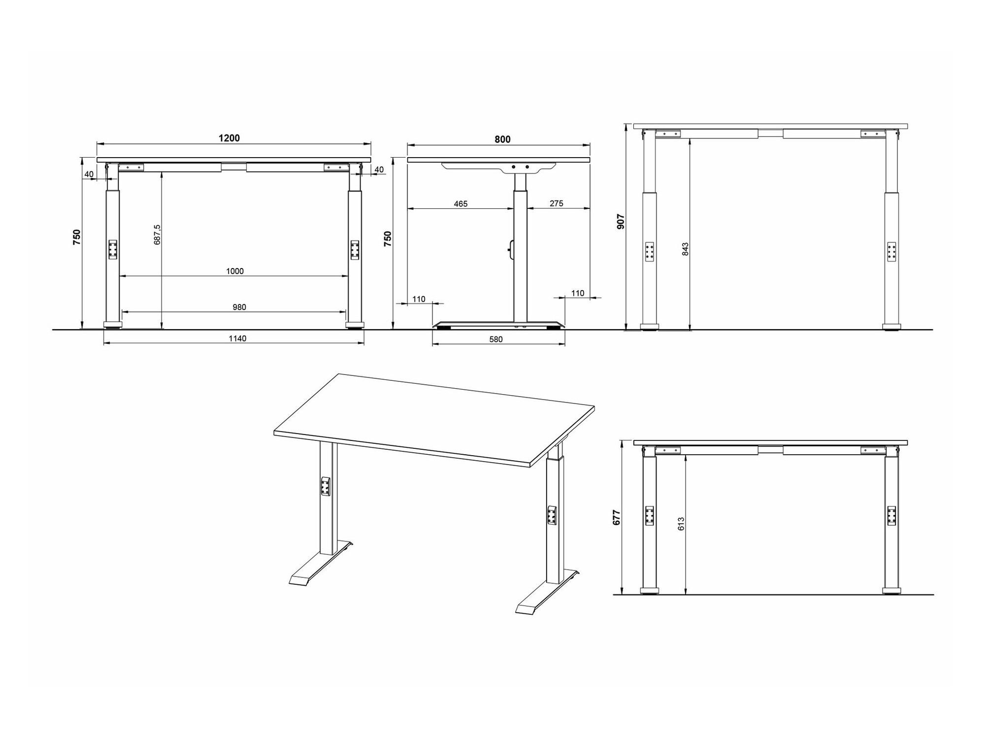Kancelarijski sto Eliromo 122 (Svetloosiva + Srebrna)