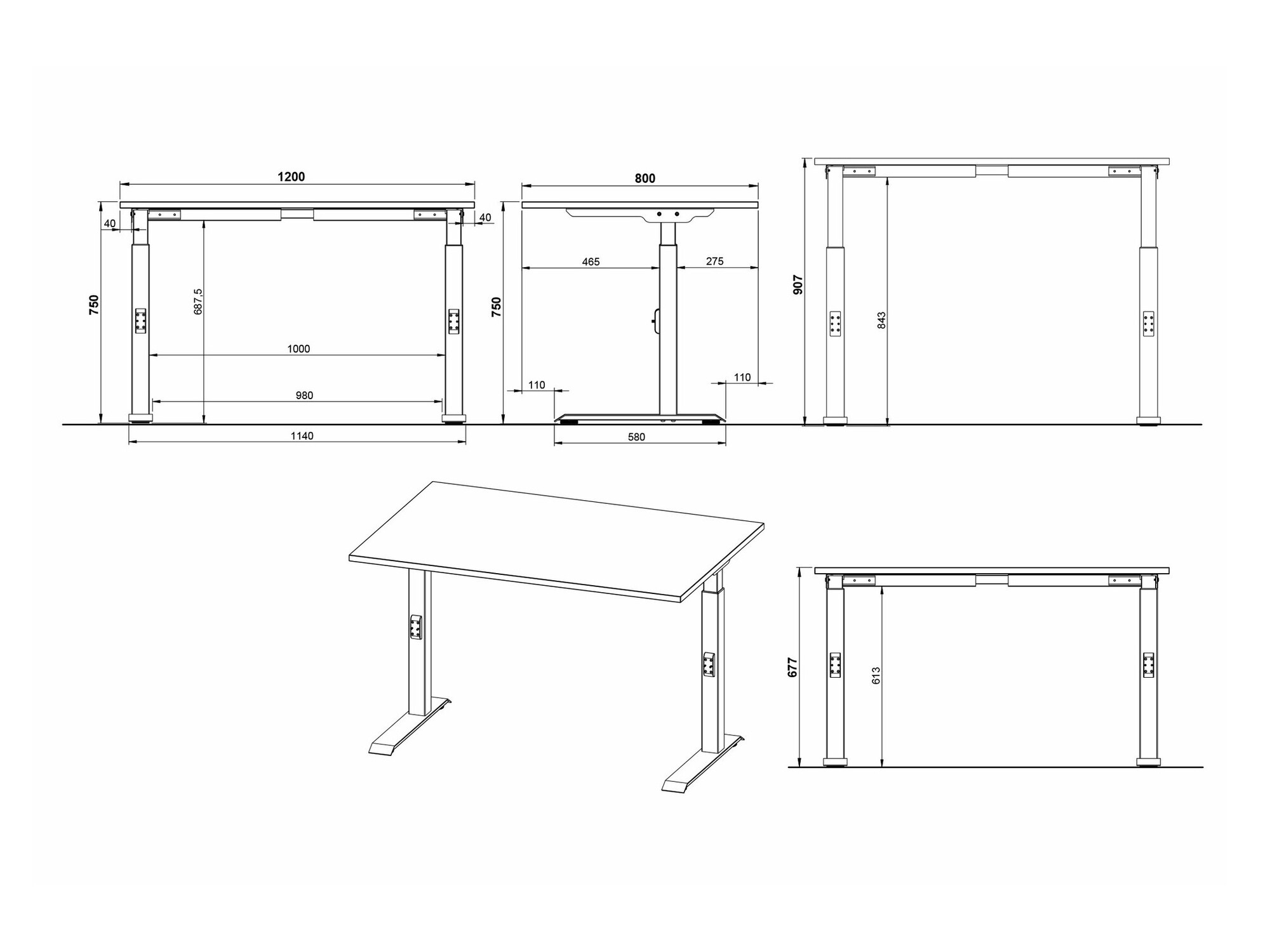 Kancelarijski sto Eliromo 122 (Unuk hrast + Crno)
