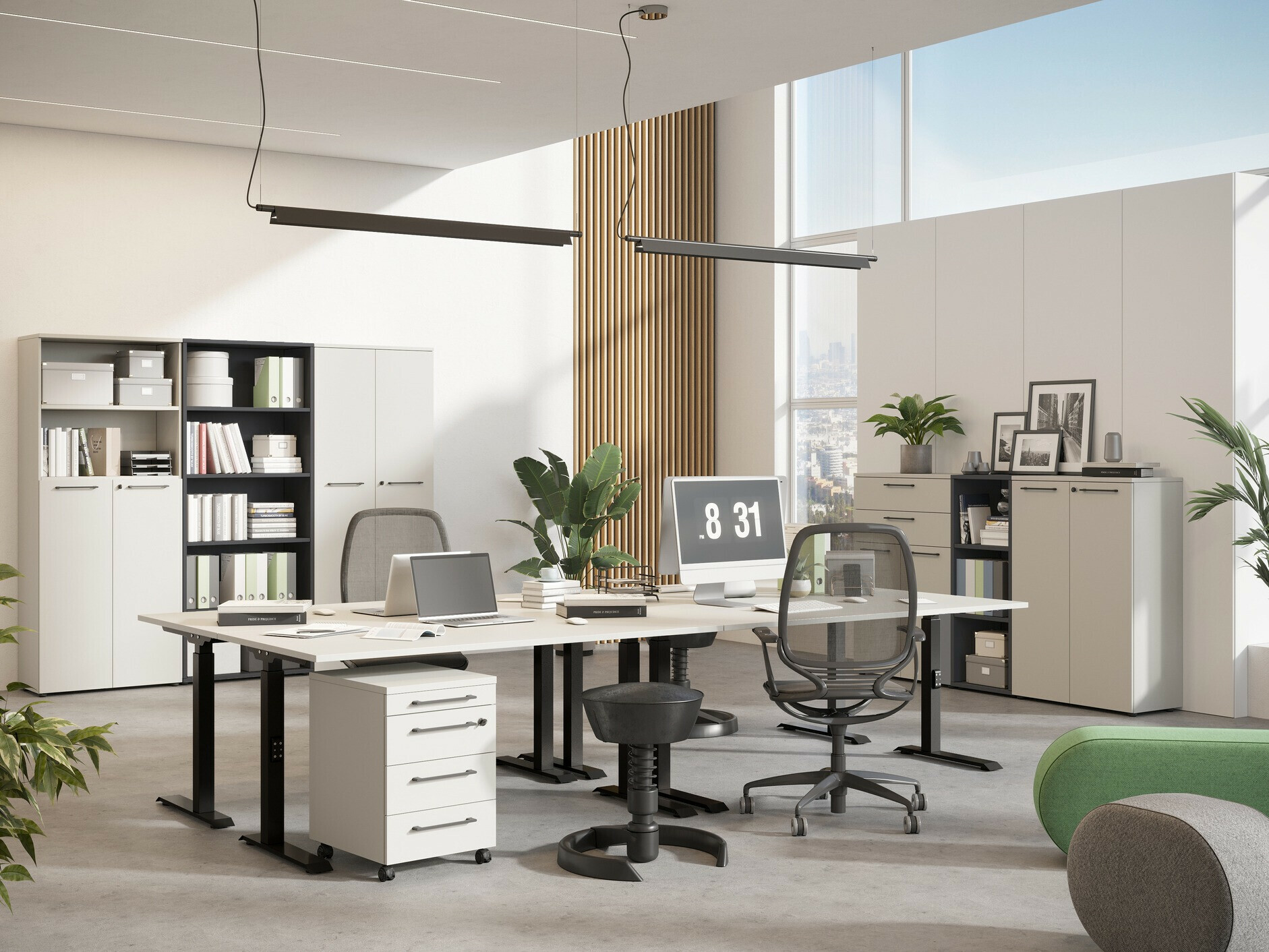 Kancelarijski sto Eliromo 123 (Svetloosiva + Crno)