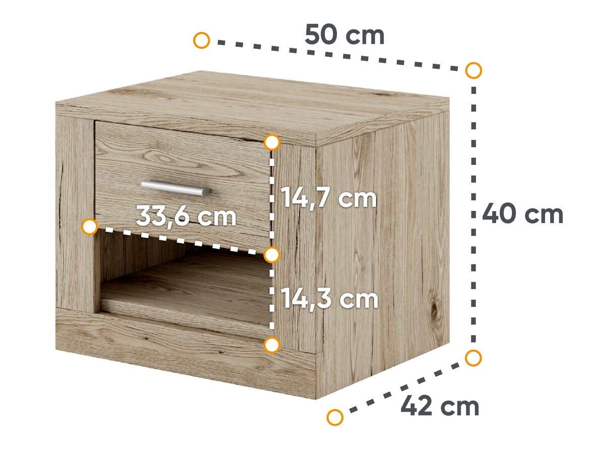 Noćni ormarić Cirdelu 107 (Hrast San Remo)