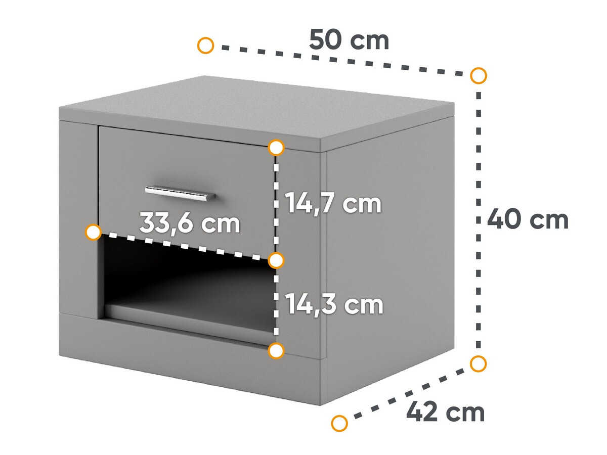 Noćni ormarić Cirdelu 107 (Sivo)
