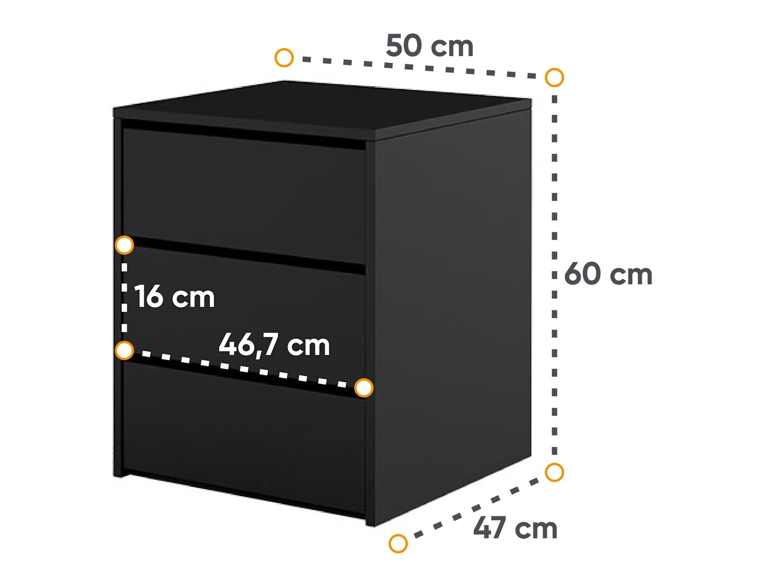 Noćni ormarić Cirdelu 113 (Crno)