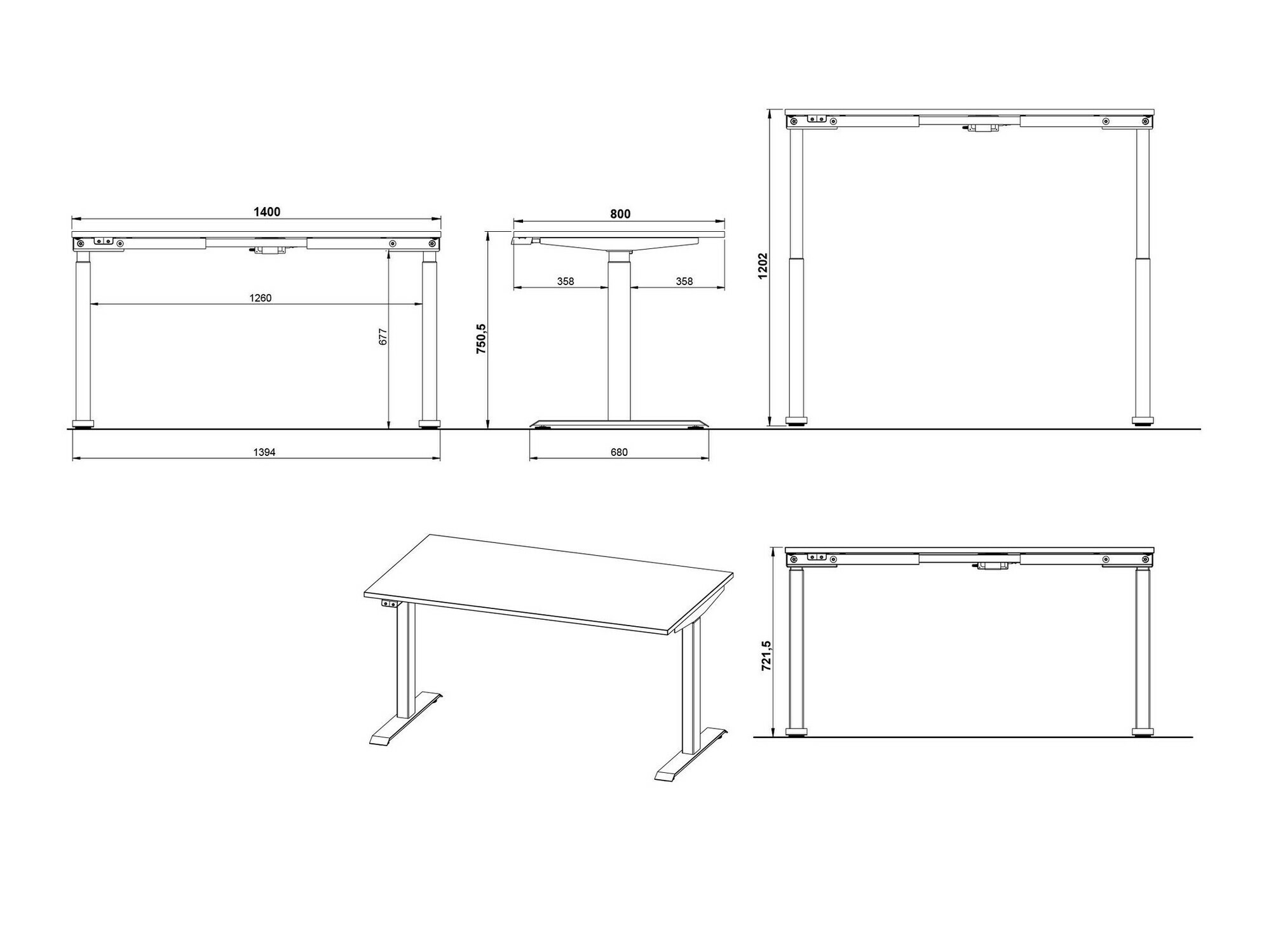 Sto sa podesivom visinom Eliromo 117 (Unuk hrast + Crno)