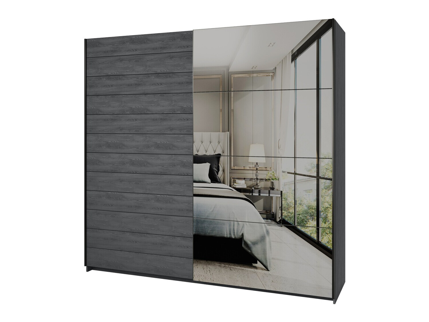 Ormar Levruvu 105 (Sivi hrast + Crno)