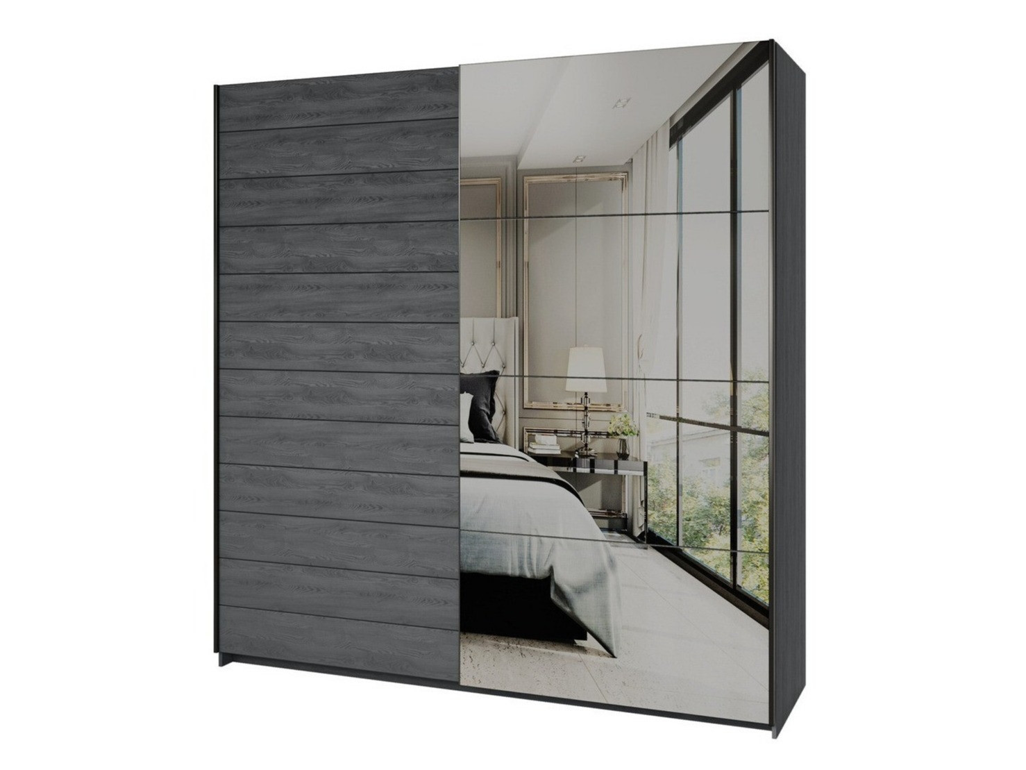 Ormar Levruvu 105 (Sivi hrast + Crno)