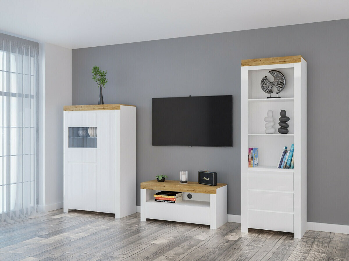 Polica Sonsoru 105 (Belo + Sjajno belo + Hrast Votan)