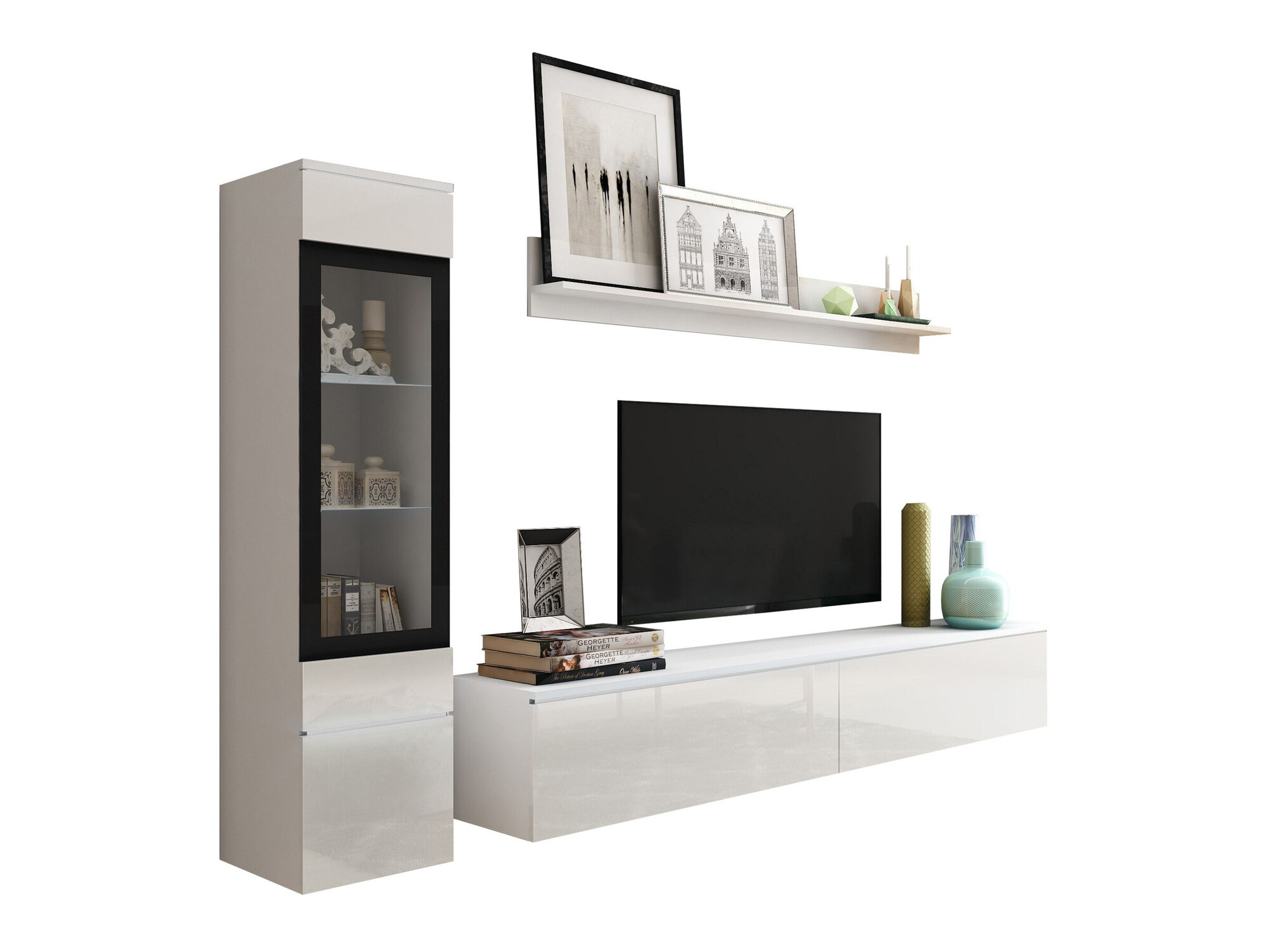 Set za dnevnu sobu Mirfivo 100 (Belo + Sjajno belo)