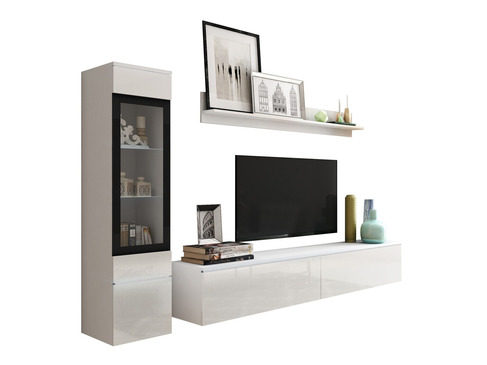 Set za dnevnu sobu Mirfivo 100 (Belo + Sjajno belo)