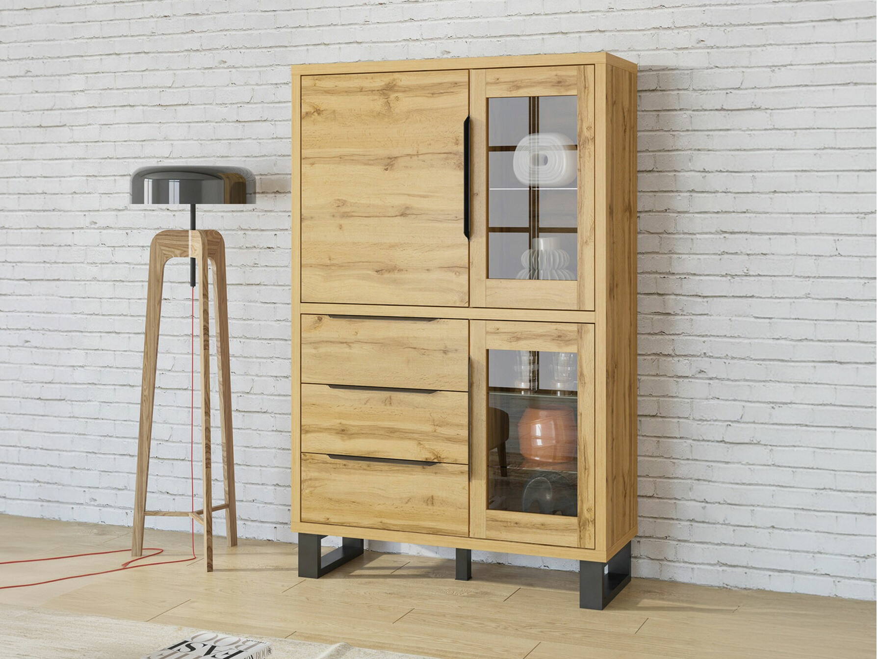 Polica Avicavu 104 (Hrast Votan + Crno)