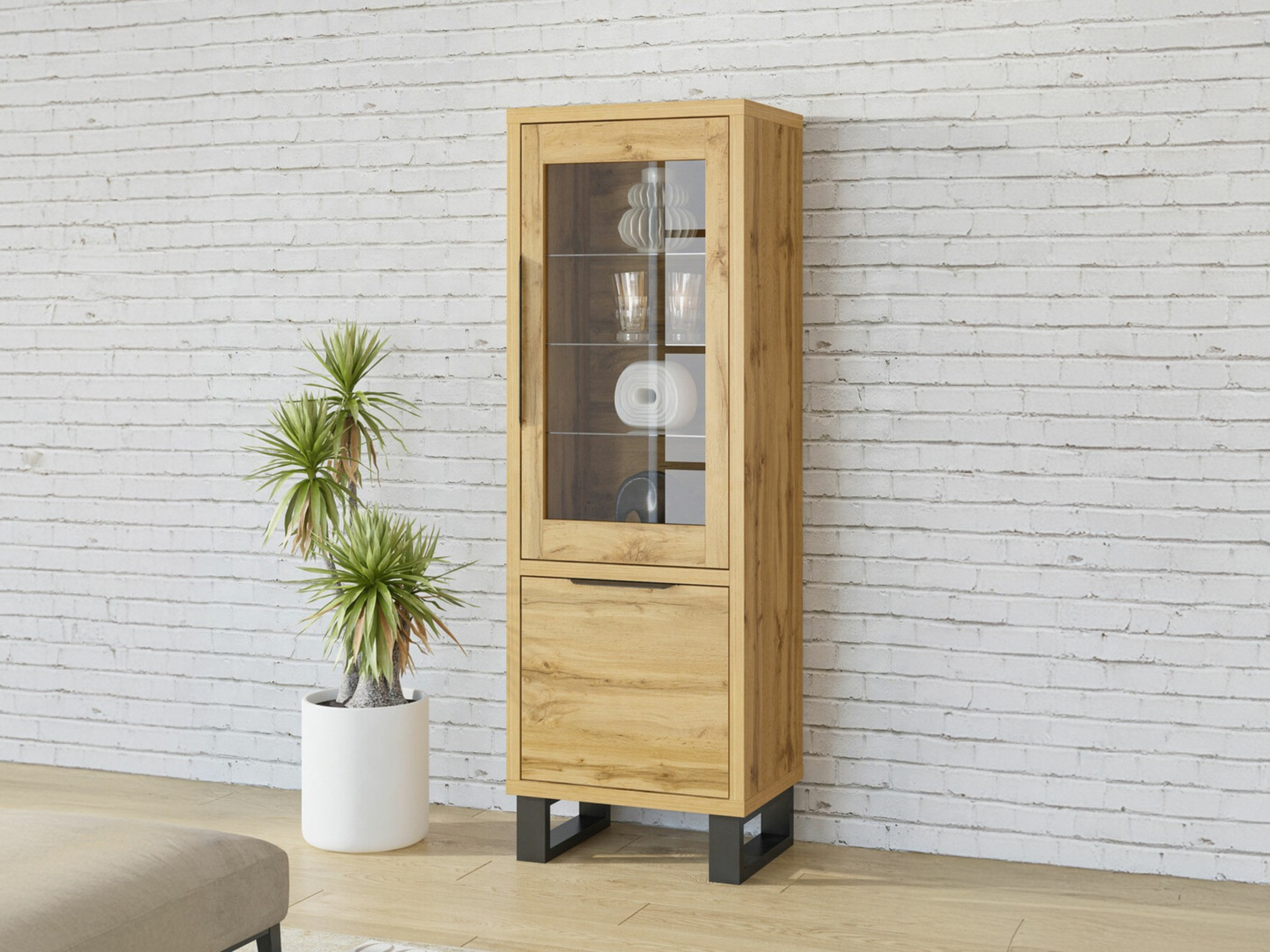 Polica Avicavu 108 (Hrast Votan + Crno)