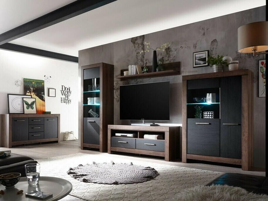 Set za dnevnu sobu Dunfelu 105 (Manastirski hrast + crni hrast)