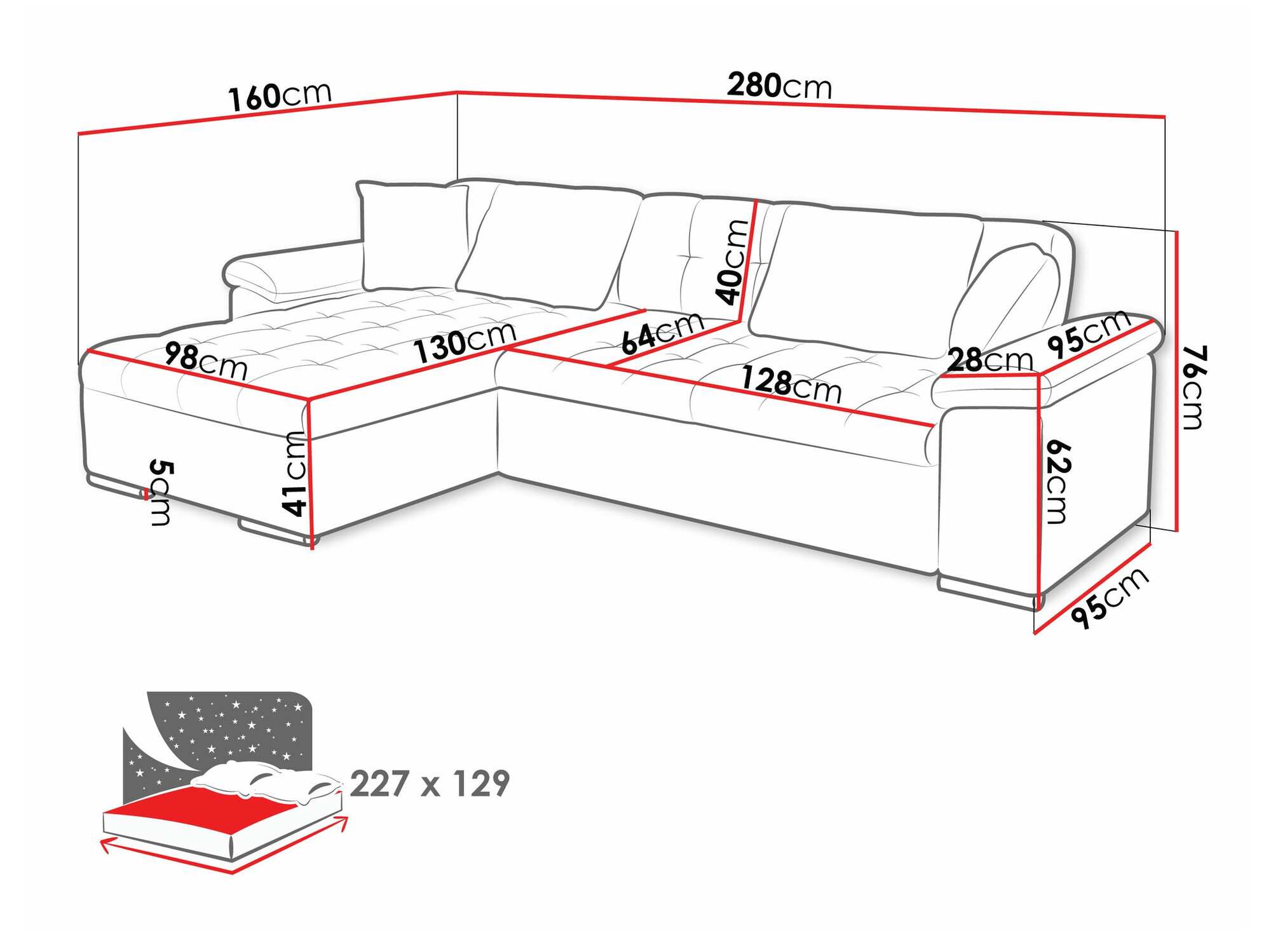 Ugaona sofa Comfivo 181 (Fragola 90)