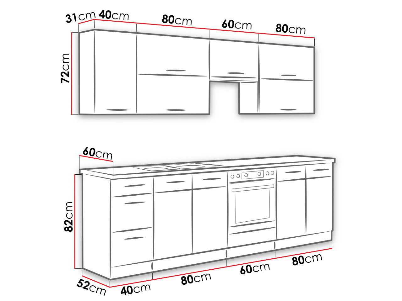Modularni kuhinjski set Wood Dark 128