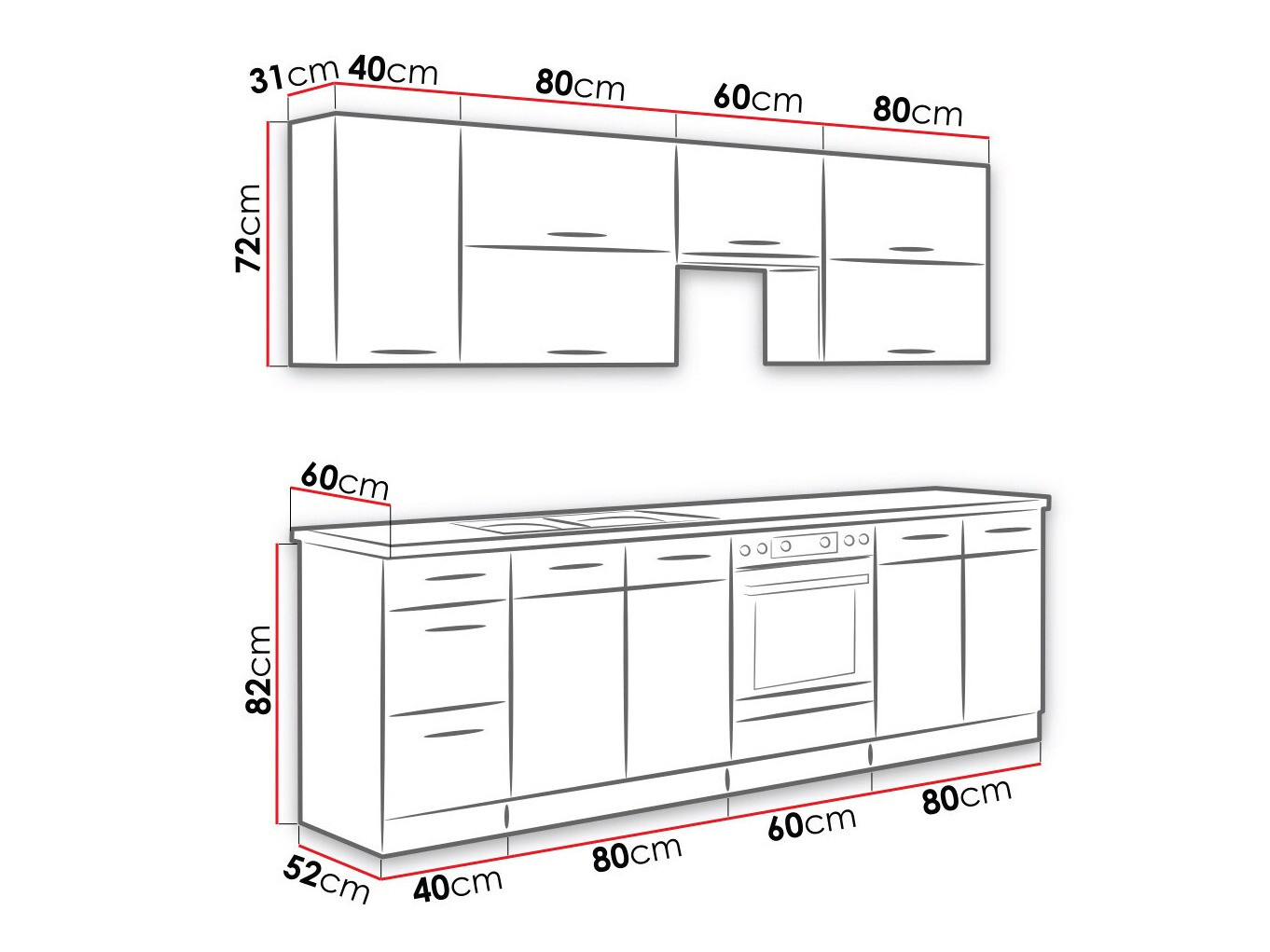 Modularni kuhinjski set Wood Dark 128