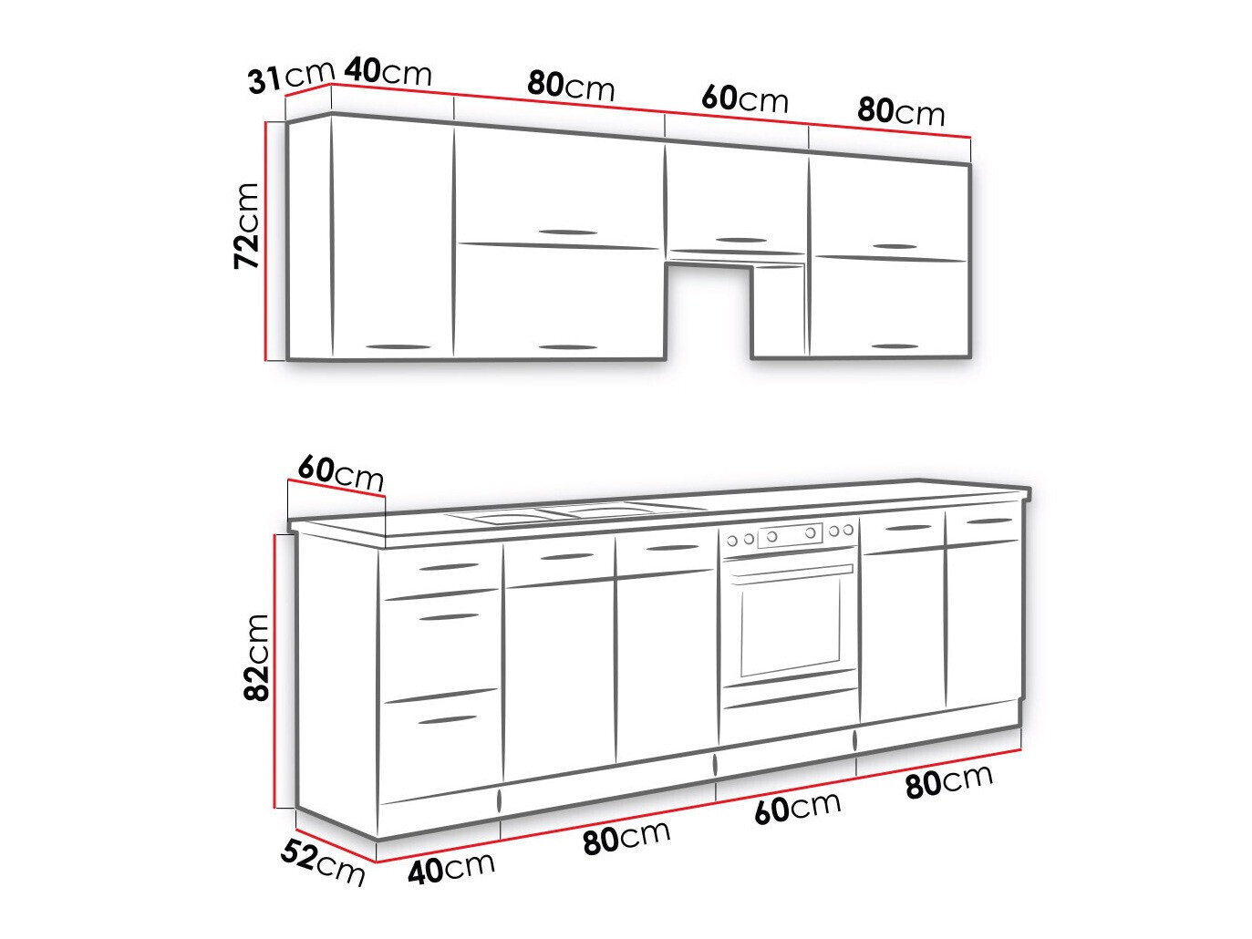 Modularni kuhinjski set Wood Dark 128