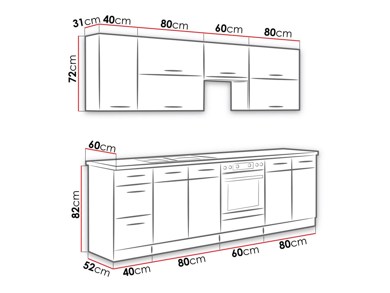 Modularni kuhinjski set Wood Dark 128