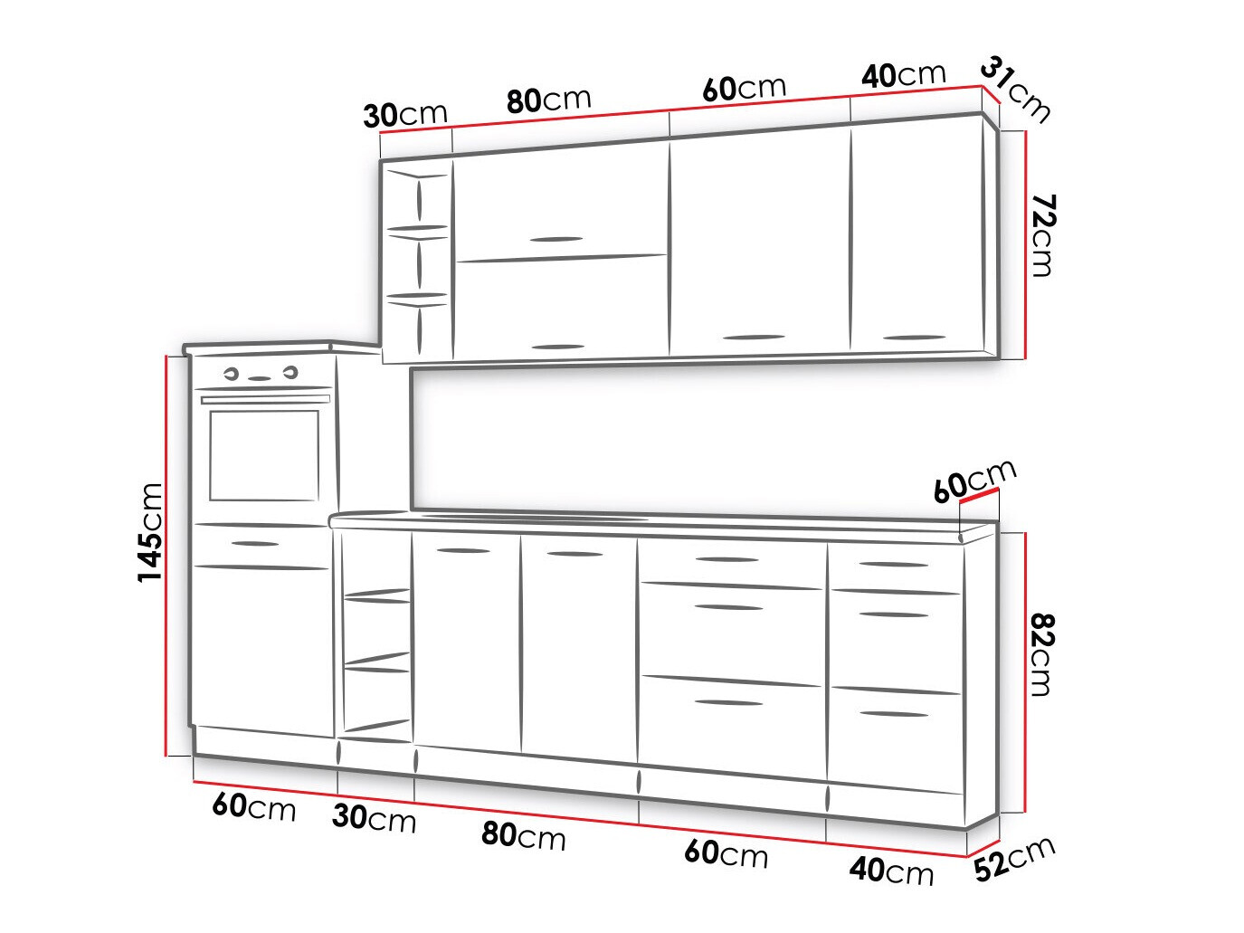 Modularni kuhinjski set Wood Dark 130