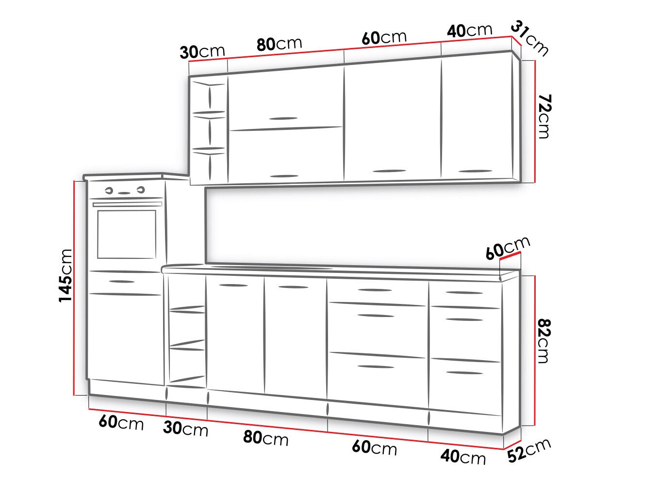 Modularni kuhinjski set Wood Dark 130