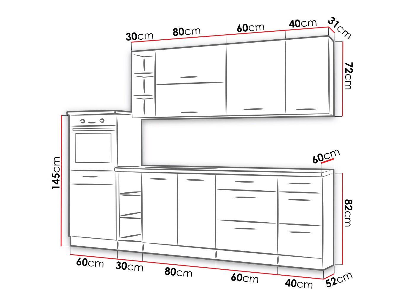 Modularni kuhinjski set Wood Dark 130