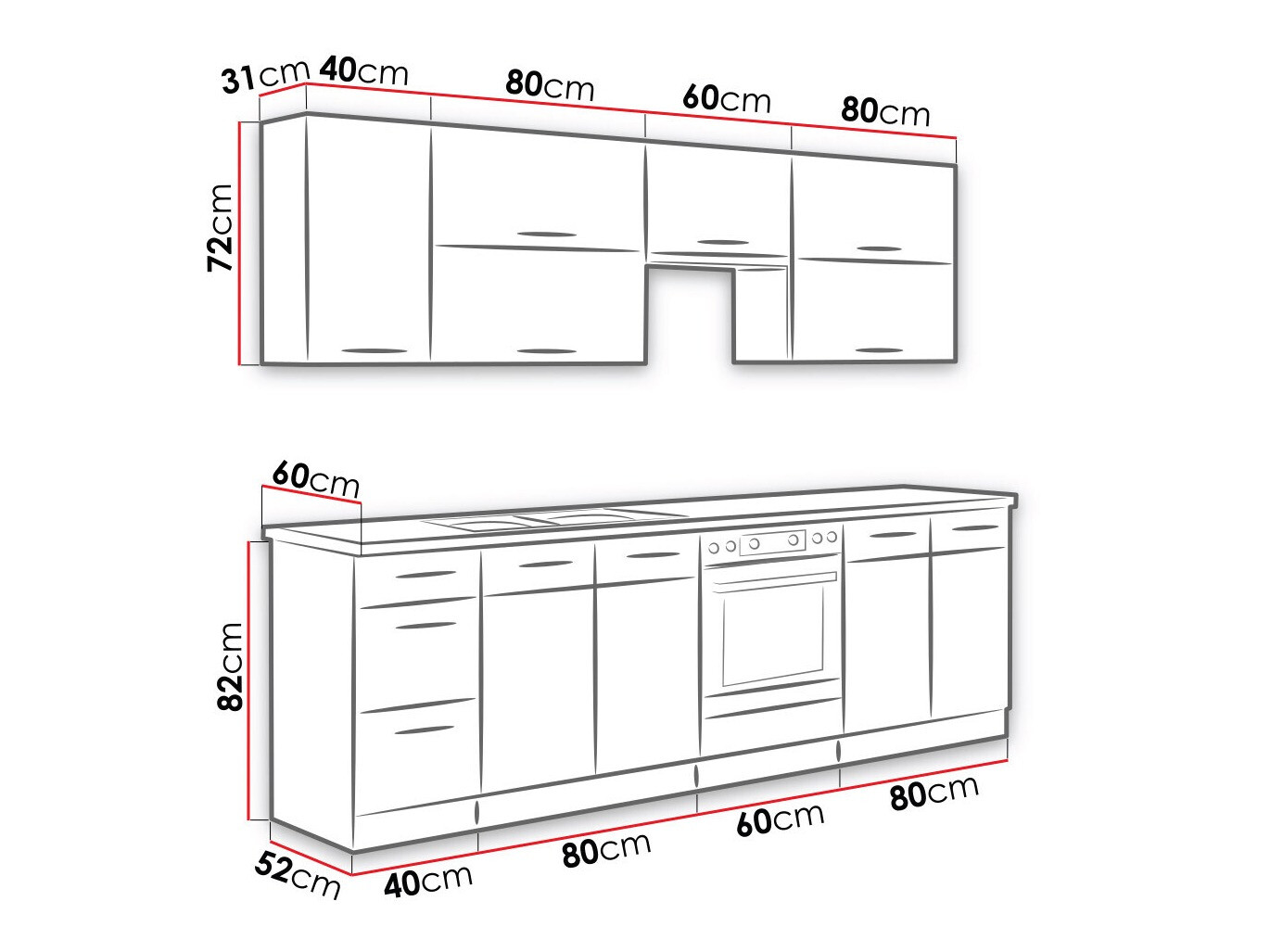 Modularni kuhinjski set Wood Grey 135